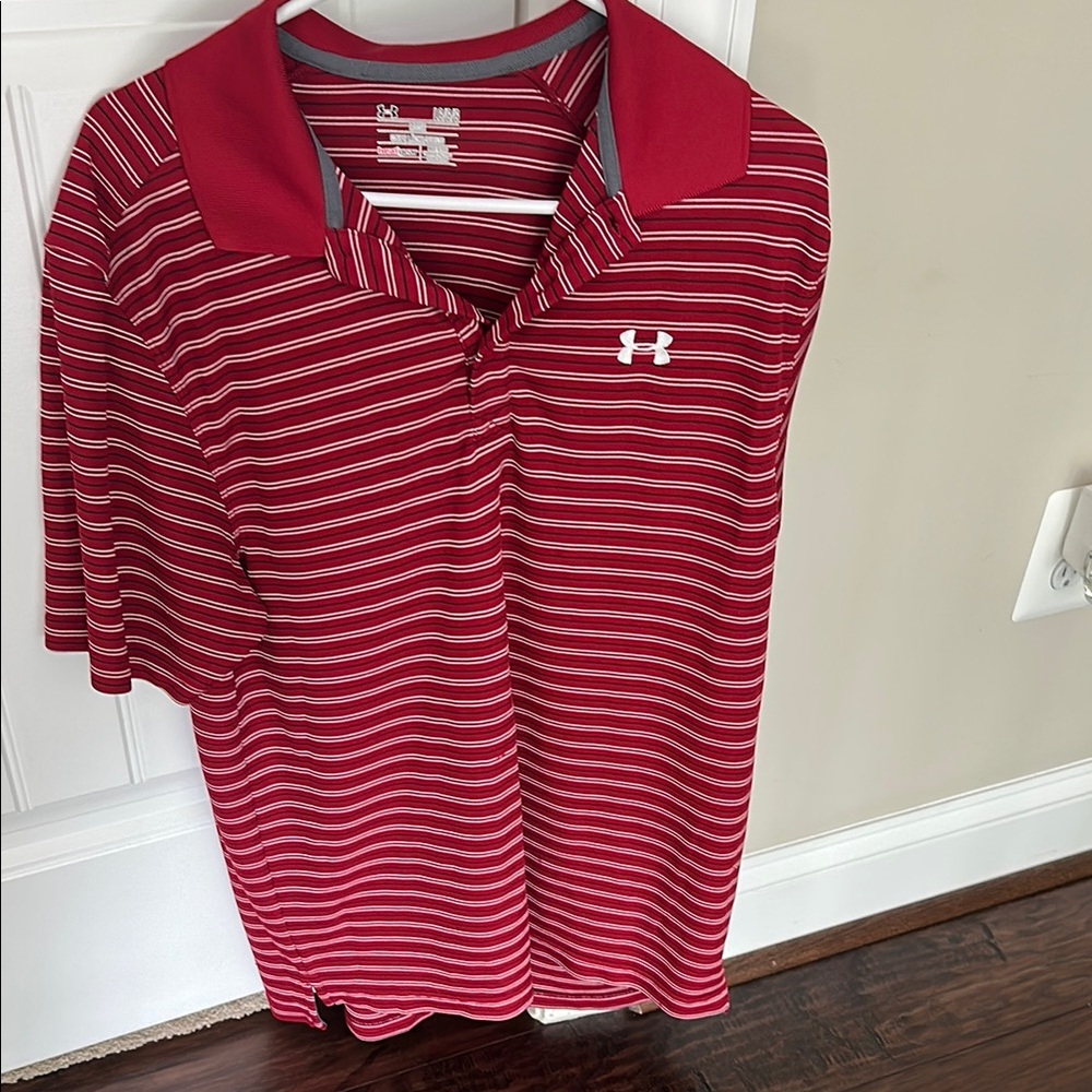Under Armour Red Striped Polo Shirt